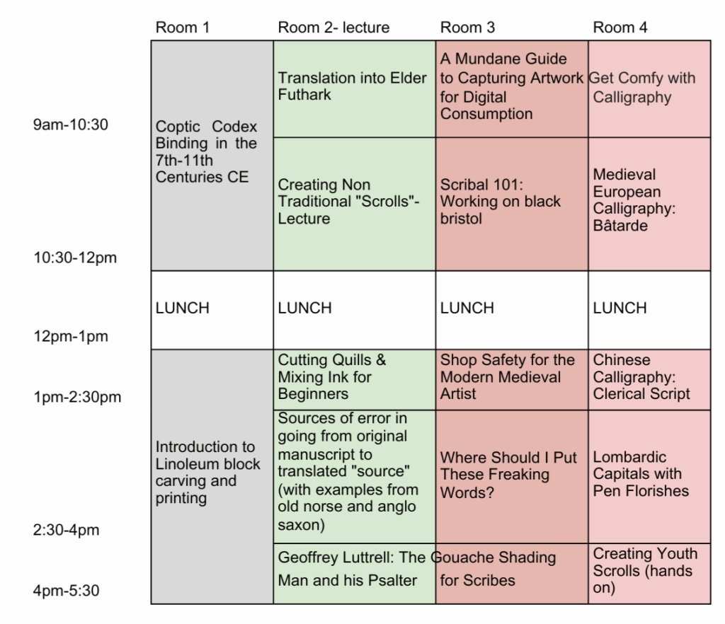 Scriptorium schedule 8.11.25